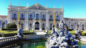 Queluz Palce Front of blue palace and a fountain